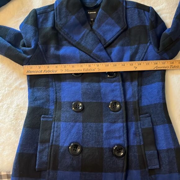 New! Rampage Blue & Black Plaid Peacoat Size Small NWT - Picture 13 of 16